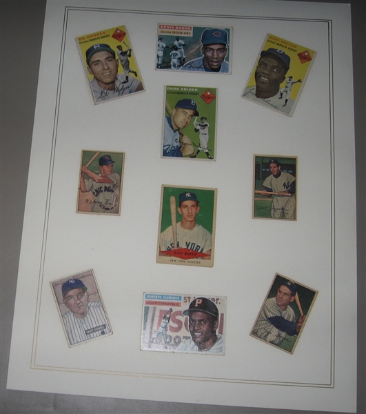 1951-56 Topps & Bowman Baseball Displays (2) W/ 54T Jackie Robinson