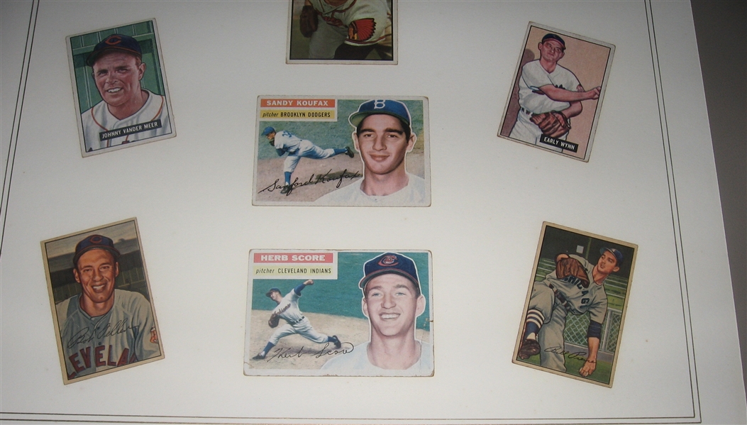 1951-56 Topps & Bowman Baseball Displays (2) W/ 54T Jackie Robinson