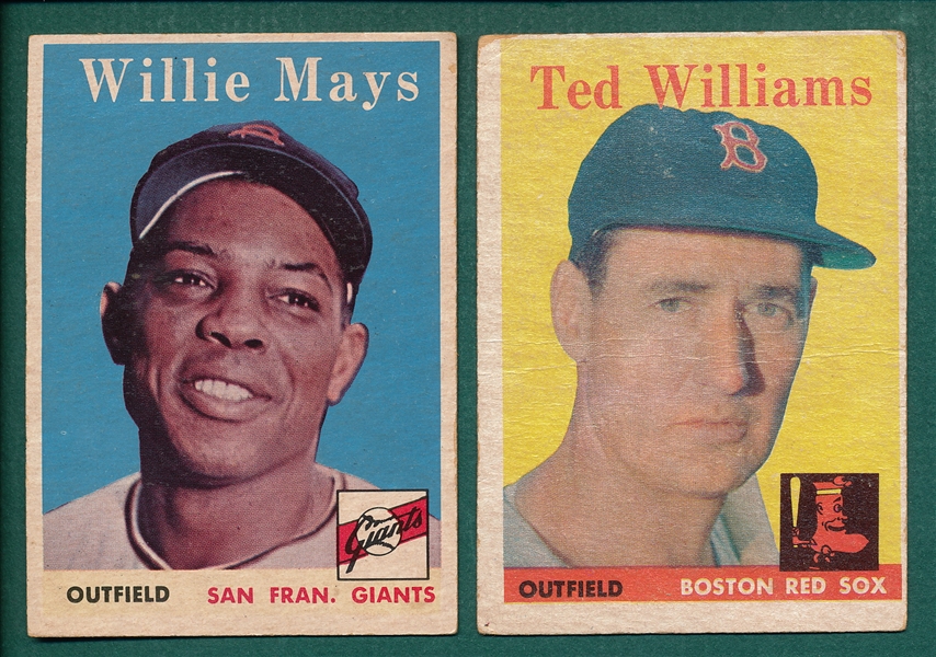 1958 Topps #1 Ted Williams & #5 Mays, Lot of (2)