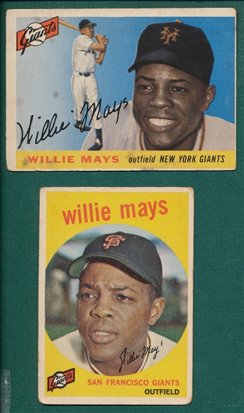 1955/59 Topps Willie Mays, Lot of (2)