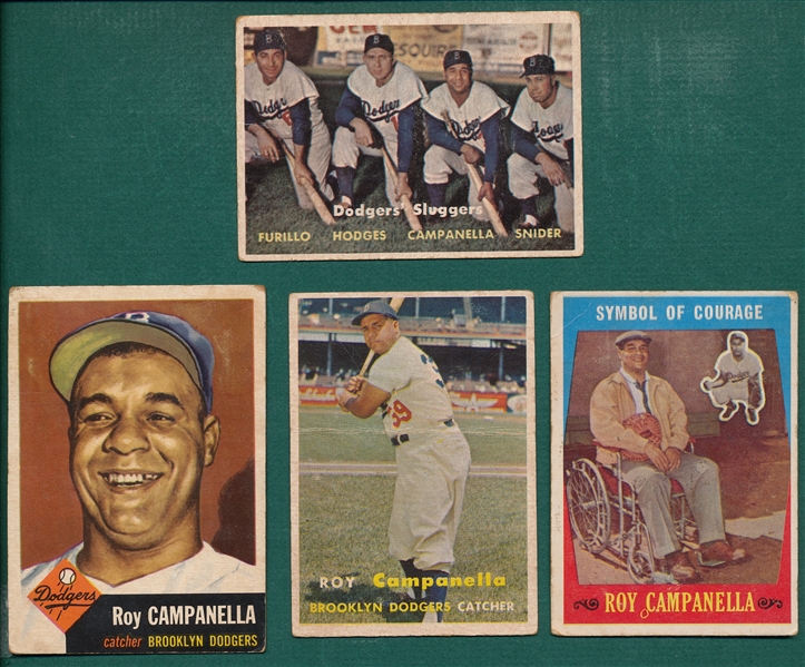 1953-59 Topps Roy Campanella, Lot of (4)