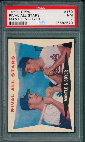 1960 Topps #160 Rival All Stars W/ Mantle PSA 7