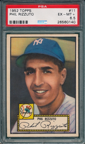 1952 Topps #11 Phil Rizzuto, Red Back, PSA 6.5