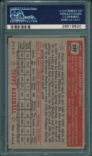 1952 Topps #239 Rocky Bridges PSA 5.5