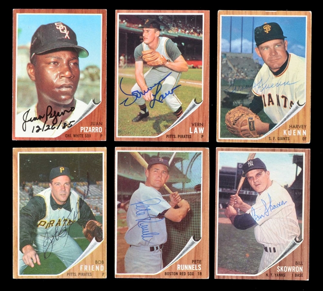 1962 Topps Lot of (7) Autographed Cards W/ Ashburn