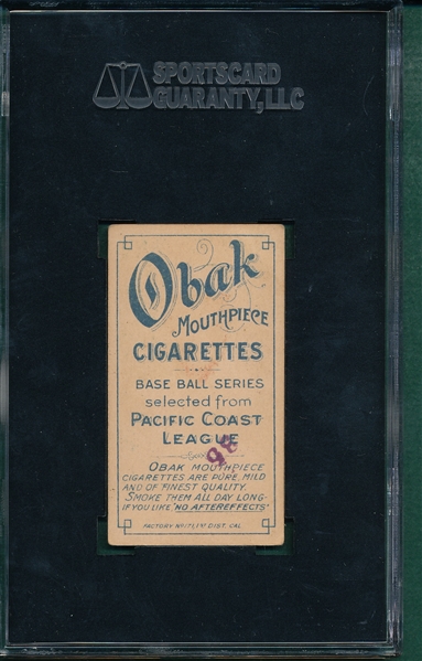 1909 T212-1 Ornsdorff, Obak Cigarettes SGC 30 