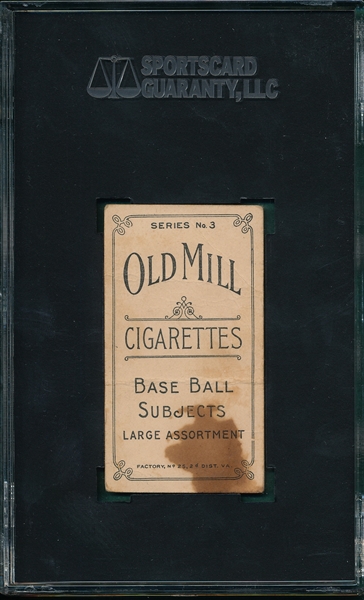 1910 T210-3 Slaven Old Mill Cigarettes SGC 10 *Orange Border*
