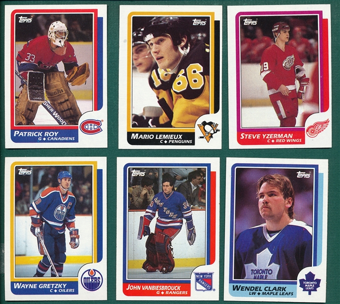 1986-87 Topps Hockey Complete Set (198) Plus Stickers W/ Clark, Vanbiesbrouk & Roy, Rookies