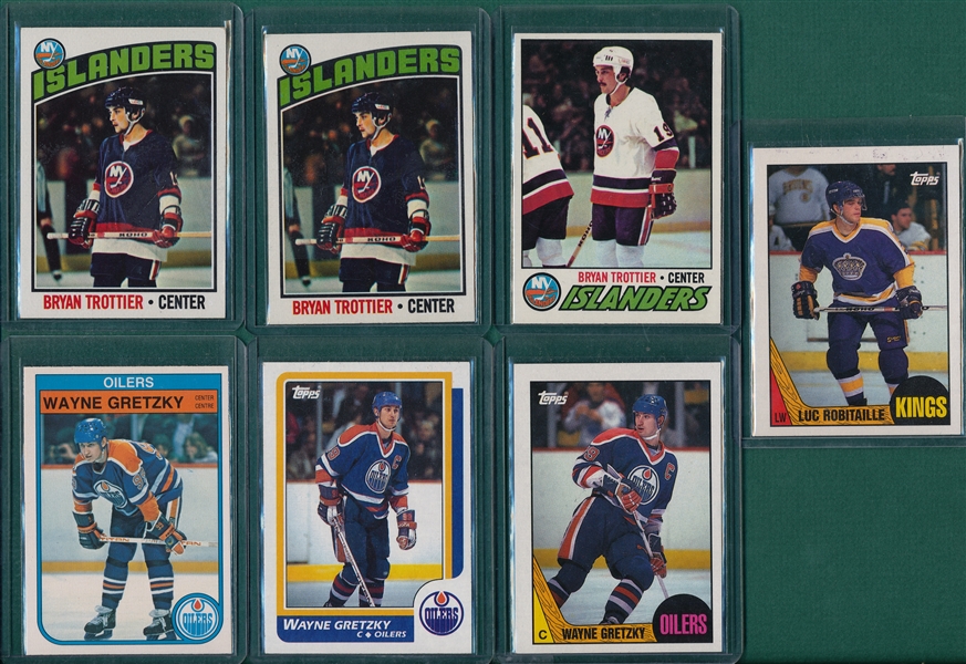 1976-88 Topps & O-Pee Chee Hockey Lot of (7) W/ (2) Trottier Rookies