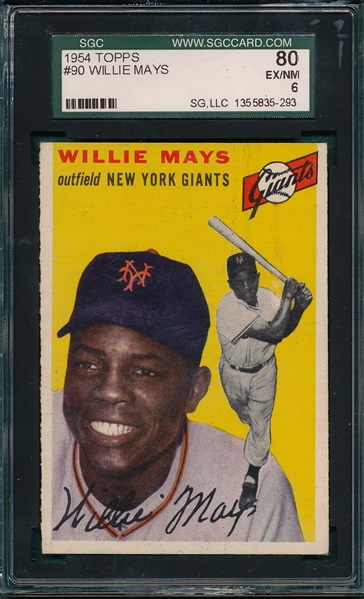 1954 Topps #90 Willie Mays SGC 80