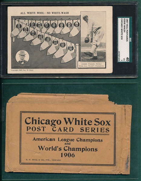 1907 Hull PC Eddie Walsh, White Sox, SGC 40 Plus Envelope