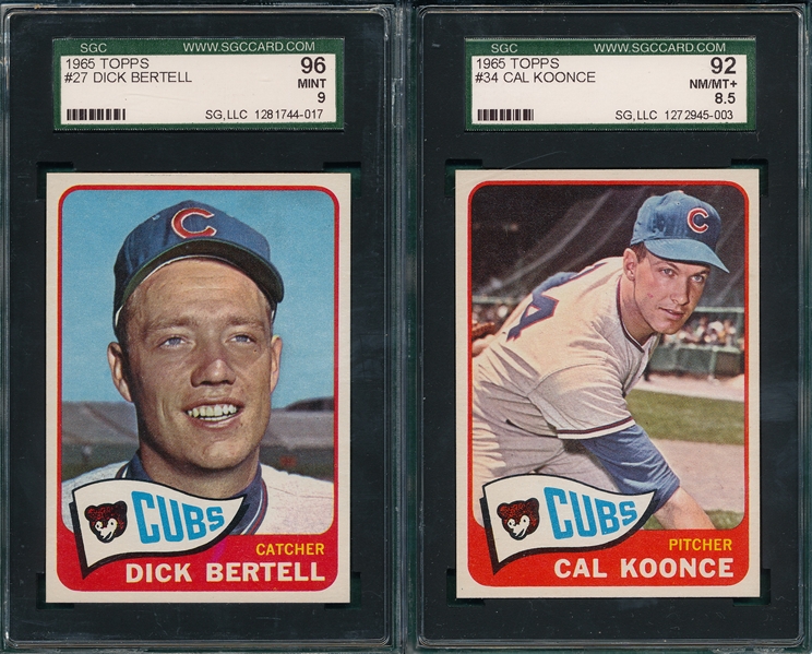 1965 Topps Lot of (6) Chicago Cubs W/ #27 Bertell SGC 96 *Mint* 
