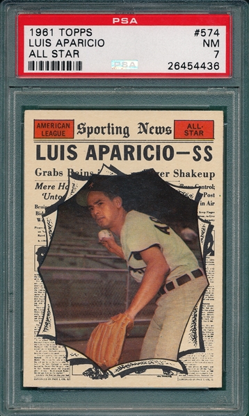 1961 Topps #574 Luis Aparicio, AS, PSA 7 *Hi #*