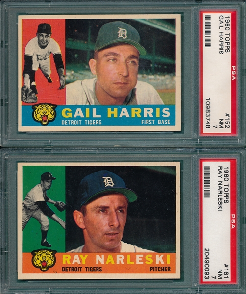1960 Topps Lot of (6) Tigers, W/ #152 Harris, PSA 7 