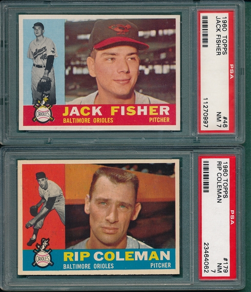 1960 Topps Lot of (6) Orioles, W/ #46 Fisher, PSA 7 