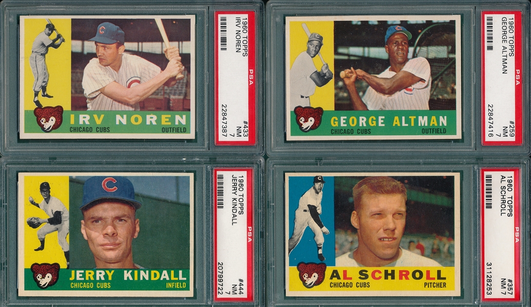 1960 Topps Lot of (6) Indians, W/ #182 Hobbie, PSA 7 