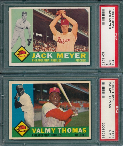 1960 Topps Lot of (6) Phillies, W/ #64 Meyer, PSA 7 