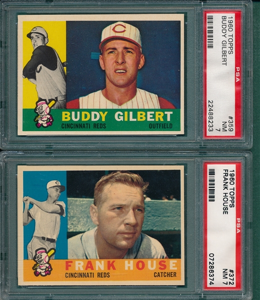 1960 Topps Lot of (6) Reds, W/ #359 Gilbert, PSA 7 