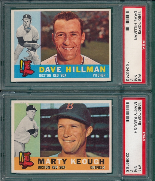 1960 Topps Lot of (6) Red Sox, W/ #68 Hillman, PSA 7 