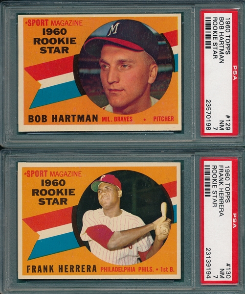 1960 Topps Lot of (6) Rookie Stars, W/ #124 Donohue, PSA 7 