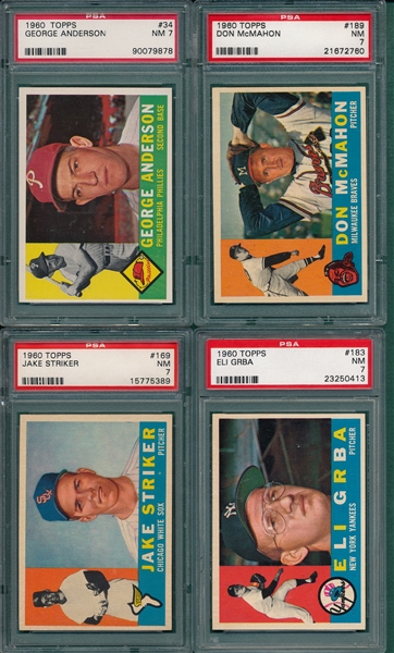 1960 Topps Lot of (4) W/ #34 Sparky Anderson, PSA 7 