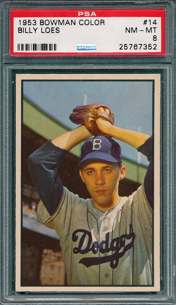 1953 Bowman Color #14 Billy Loes PSA 8