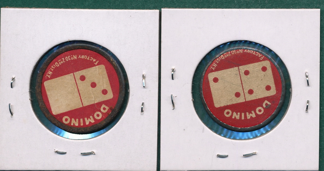 1909-12 PX7 Domino Discs Parent & Wolter, Lot of (2) Sweet Caporal Cigarettes