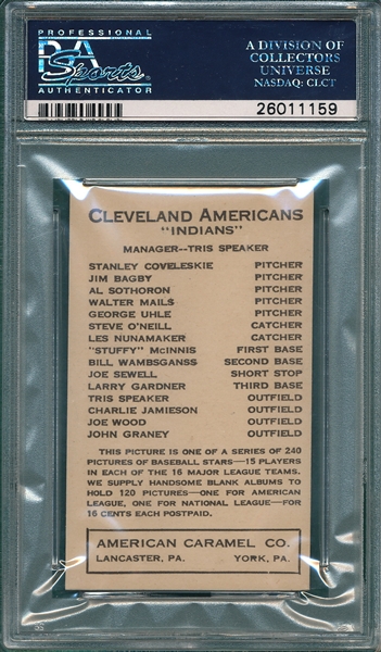 1922 E120 Stanley Coveleskie American Caramel Co. PSA 6.5 *Highest Graded*