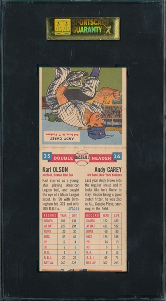 1955 Topps Double Headers #35/36 Olson/Carey SGC 88