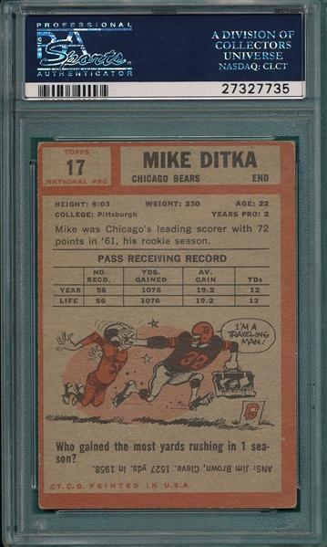 1962 Topps #17 Mike Ditka PSA 3 *Rookie*