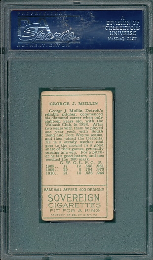 1911 T205 Mullin Sovereign Cigarettes PSA 4