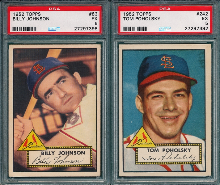 1952 Topps #83 Johnson & #242 Poholosky, Lot of (2) PSA 5