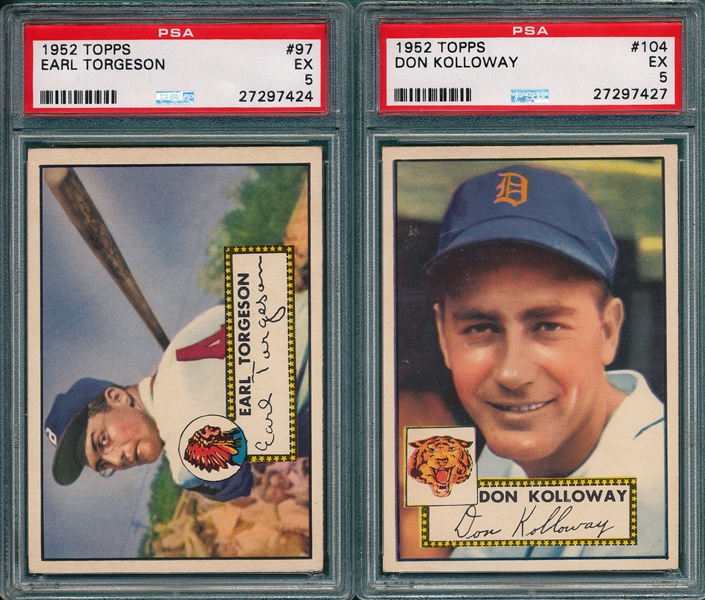 1952 Topps #104 Kolloway & #97 Torgeson, Lot of (2) PSA 5