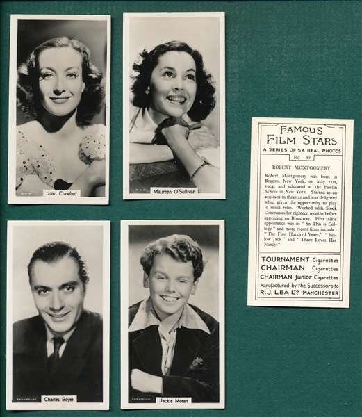 1939 R. J. Lea Famous Film Stars Lot of (38) Different W/ Joan Crawford