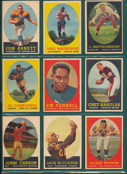 1958 Topps FB Lot of (36) W/ Sonny Jurgensen, Rookie