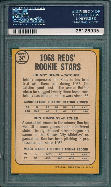 1968 Topps #247 Johnny Bench PSA 6 *Rookie*