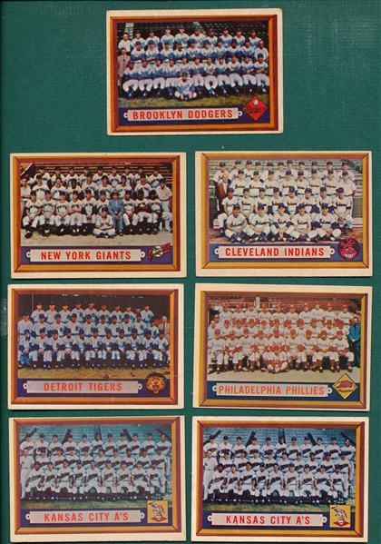 1957 Topps Lot of (7) Team Cards W/ Dodgers