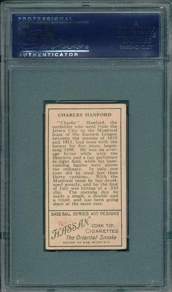 1911 T205 Hanford Hassan Cigarettes PSA 4 *SP*