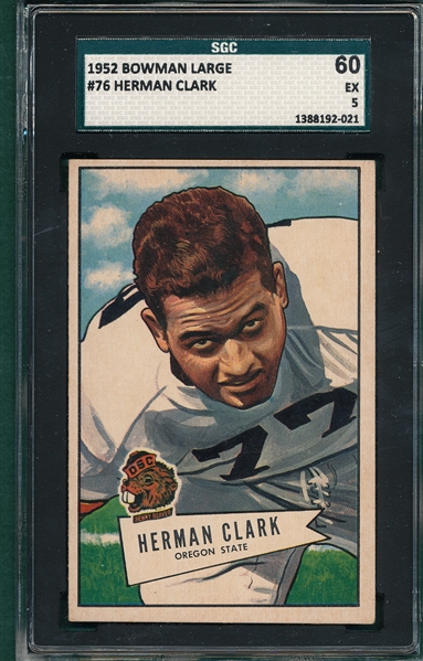 1952 Bowman Large #76 Herman Clark SGC 60