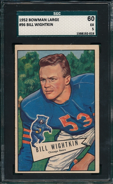 1952 Bowman Large #96 Bill Wightkin SGC 60