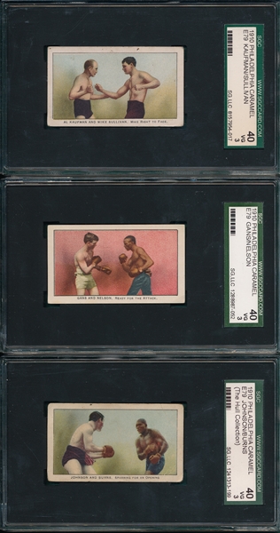 1910 E79 Boxing Philadelphia Caramel, Lot of (3) W/ Jack Johnson SGC 40