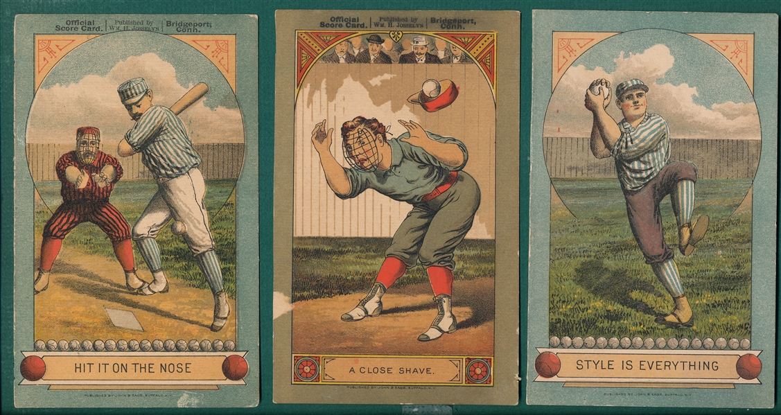 1880s Baseball Scorecard Covers, Lot of (3) Bridgeport & Philadelphia