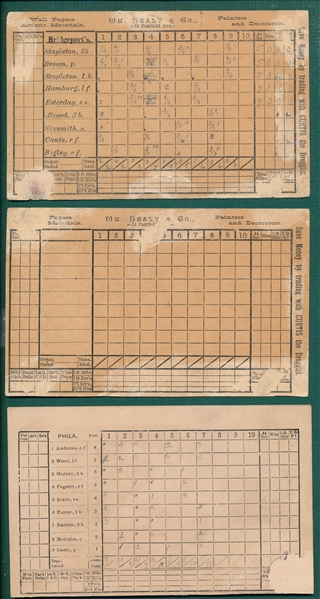 1880s Baseball Scorecard Covers, Lot of (3) Bridgeport & Philadelphia