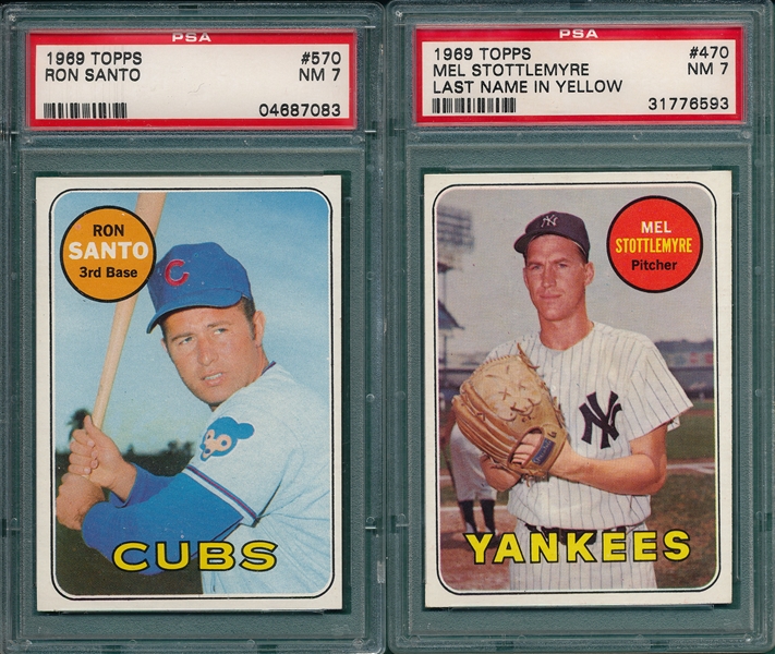 1969 Topps Cards & Decals Lot of (5) W/ #570 Santo PSA 7