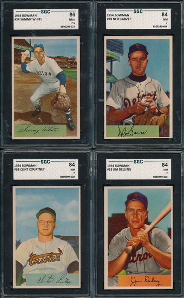 1954 Bowman #39, #55, #69 & #34 SGC 86, (4) Card Lot