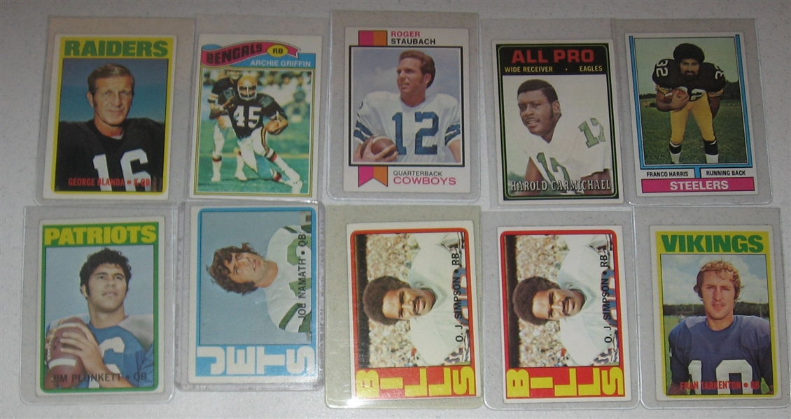 1964-77 Lot of (29) Football Cards W/ Sayers, Unitas & More