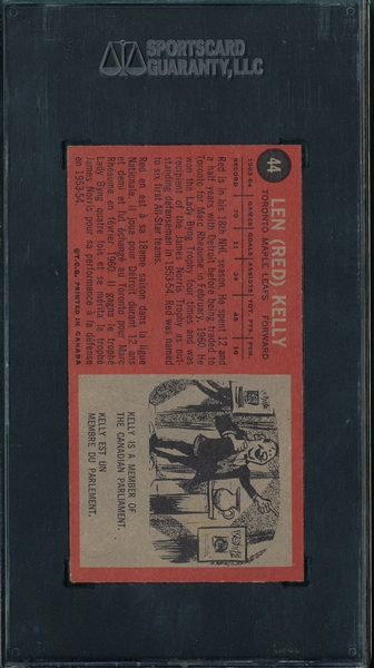 1964-65 Topps HCKY #44 Red Kelly SGC 84