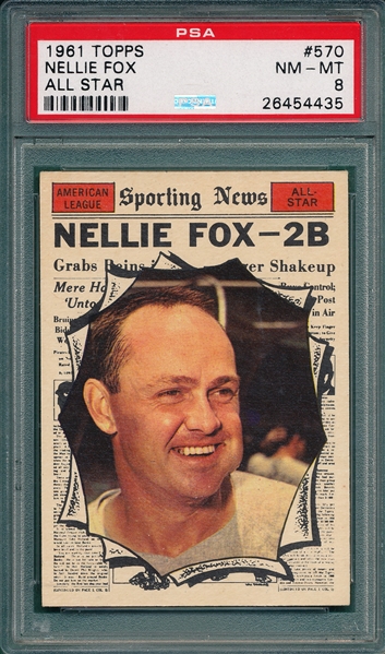 1961 Topps #570 Nellie Fox, AS PSA 8 *Hi #*
