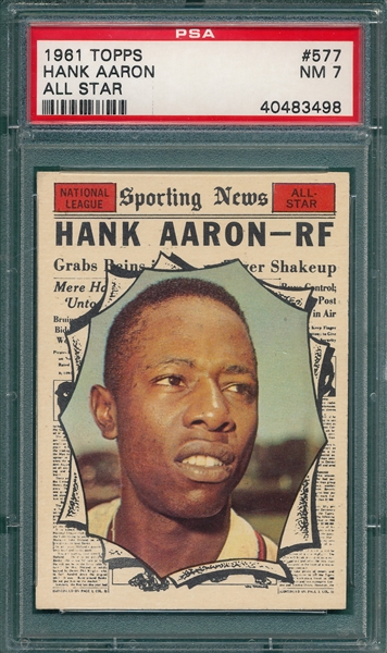 1961 Topps #577 Hank Aaron, AS PSA 7 *Hi #*