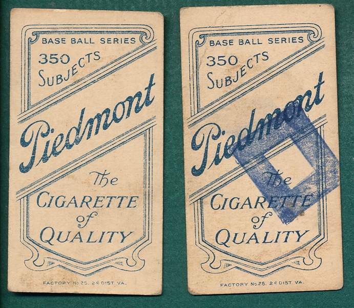 1909-1911 T206 Seymour & Doyle, Piedmont Cigarettes, Lot of (2) *Name Top & Bottom*
